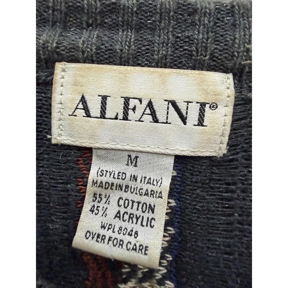 Vintage 1990s Alfani 3D Textured Knit Pullover Sweater Multicolor Mens Size M